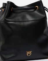 Leather bucket bag with Love Birds logo - | Pinko