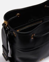 Leather bucket bag with Love Birds logo - | Pinko