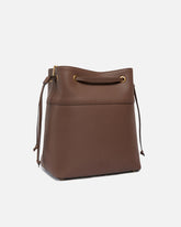 Medium full-grain leather bucket bag with Love Birds logo - | Pinko