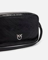 Medium chevron leather camera bag with strap - | Pinko