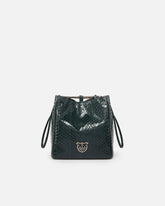PINKO Galleria mini bucket bag in shiny reptile skin - | Pinko