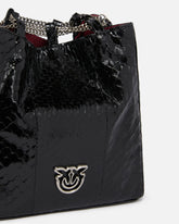 PINKO Galleria mini bucket bag in shiny reptile skin - | Pinko