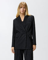Oversized double-breasted blazer with rhinestones - | Pinko