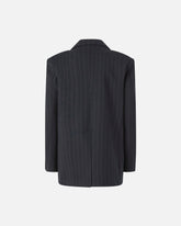 Double-breasted pinstripe blazer in wool - | Pinko