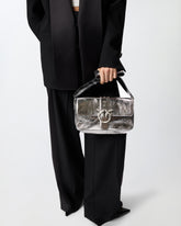 Love Bag One Slouchy medium shoulder bag in laminated leather - Grey | Pinko