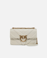 Mittlere Love Bag Crossbody-Tasche aus genarbtem Leder mit V-Muster und Logo - Weiß | Pinko