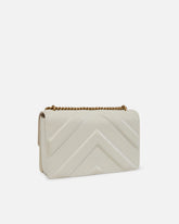 Mittlere Love Bag Crossbody-Tasche aus genarbtem Leder mit V-Muster und Logo - Weiß | Pinko