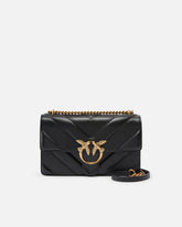 Mittlere Love Bag Crossbody-Tasche aus genarbtem Leder mit V-Muster und Logo - Schwarz | Pinko