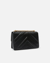 Mittlere Love Bag Crossbody-Tasche aus genarbtem Leder mit V-Muster und Logo - Schwarz | Pinko