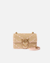 Mini Love Bag One Light small handbag in chevron raffia and leather - Multicolor Yellow-Pink | Pinko