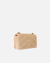 Mini Love Bag One Light small handbag in chevron raffia and leather - Multicolor Yellow-Pink | Pinko