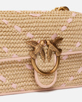 Mini Love Bag One Light small handbag in chevron raffia and leather - Multicolor Yellow-Pink | Pinko