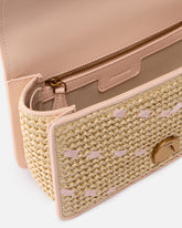 Mini Love Bag One Light small handbag in chevron raffia and leather - Multicolor Yellow-Pink | Pinko