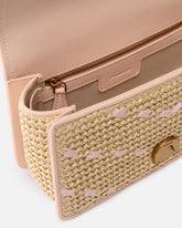 Mini Love Bag One Light small handbag in chevron raffia and leather - Multicolor Yellow-Pink | Pinko