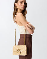 Mini Love Bag One Light small handbag in chevron raffia and leather - Multicolor Yellow-Pink | Pinko