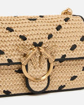Mini Love Bag One Light small handbag in chevron raffia and leather - Multicolor Yellow-Black | Pinko