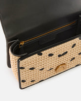 Mini Love Bag One Light small handbag in chevron raffia and leather - Multicolor Yellow-Black | Pinko