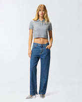 Loose-leg jeans with slit on the hem - | Pinko
