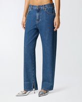 Loose-leg jeans with slit on the hem - | Pinko