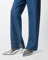 Loose-leg jeans with slit on the hem - | Pinko