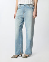 Loose-fit jeans with slits - Blue | Pinko