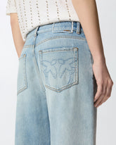 Loose-fit jeans with slits - Blue | Pinko