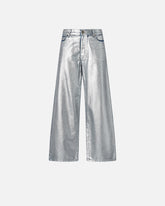 Loose-fit laminated denim jeans - | Pinko