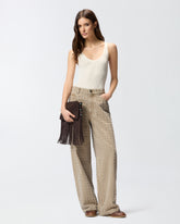 Brown jeans with studs - | Pinko