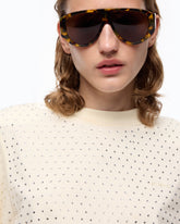 T-Shirt mit Strass und Logo - Gelb | Pinko