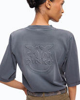 Faded-effect T-shirt with Love Birds logo - Black | Pinko