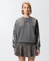 Sweatshirt with laminated print - | Pinko