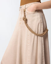 Denim midi skirt with jewel cord - | Pinko