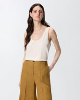 Vest top in sand wash silk - | Pinko