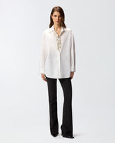 Shirt with bejewelled appliqués - | Pinko