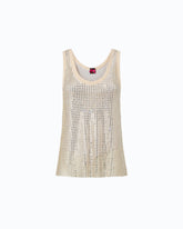 Mesh tank top with crystals - Gold | Pinko
