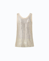Mesh tank top with crystals - Gold | Pinko