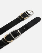 Shiny leather belt with metal loops, 4 cm - | Pinko
