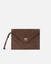 Beuteltasche aus Veloursleder mit Logo Love Birds - | Pinko