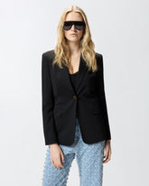 Fitted jacket with gold-coloured buttons - Black | Pinko