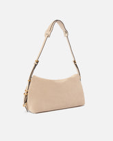 Saddle Bag Baguette medium shoulder bag in suede - Beige | Pinko