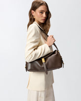Medium leather Saddle Bag shoulder bag - Brown | Pinko