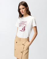 T-shirt with Pinko Sour disco star print - Multicolor White-Burgundy | Pinko