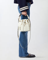 Small leather Cargo Bucket Bag with braiding - | Pinko