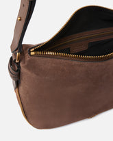 Mittelgroße Hobo-Schultertasche aus Veloursleder mit Logo Love Birds - | Pinko