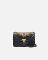 Mini Love Bag One shoulder bag in chevron leather and nappa with triple chain - Dark Grey | Pinko