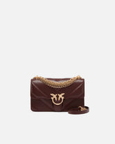 Mini Love Bag One shoulder bag in chevron leather and nappa with triple chain - Red | Pinko
