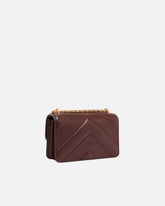 Mini Love Bag One shoulder bag in chevron leather and nappa with triple chain - Red | Pinko