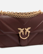 Mini Love Bag One shoulder bag in chevron leather and nappa with triple chain - Red | Pinko