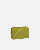 Mini Love Bag One shoulder bag in chevron leather and nappa with triple chain - Green | Pinko