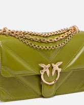 Mini Love Bag One shoulder bag in chevron leather and nappa with triple chain - Green | Pinko
